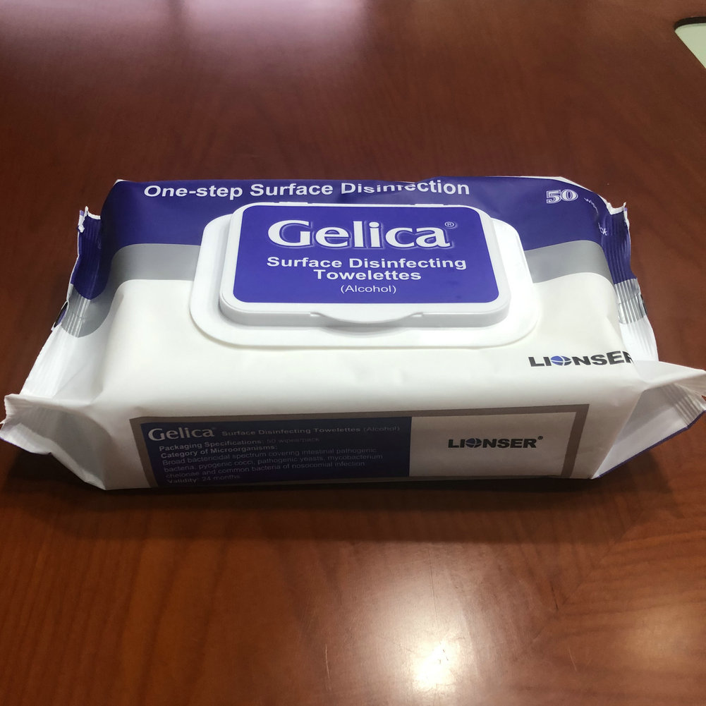 Gelica Surface Disinfecting Towelettes (Alcohol)_front